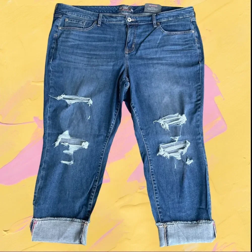 Torrid Medium Wash Eco Vintage Stretch Crop Boyfriend Jeans Size 22 NWT - Picture 10 of 14